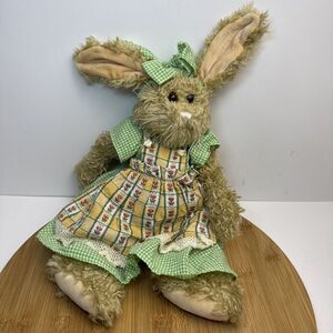 TB Trading Co 13" Bunny Rabbit Plush Toy Apron‎ Brown Posable Floppy Ears Dress